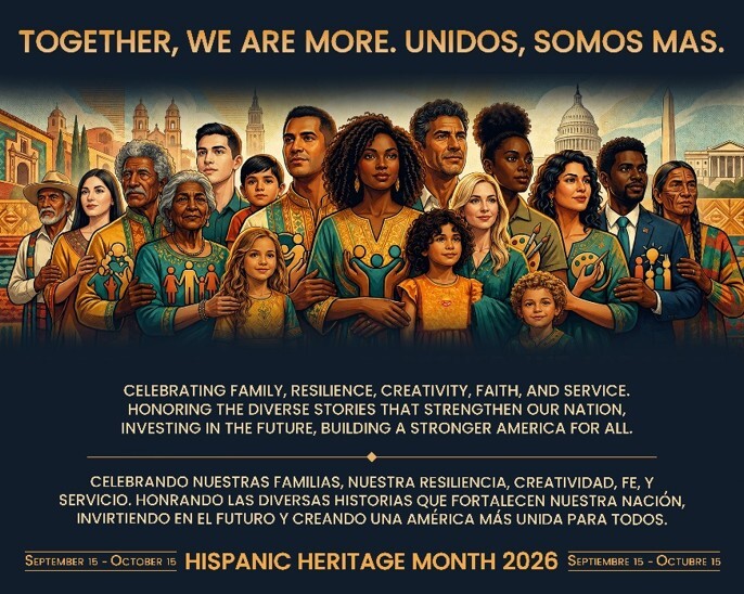 Hispanic Heritage Month poster. All information as listed above.