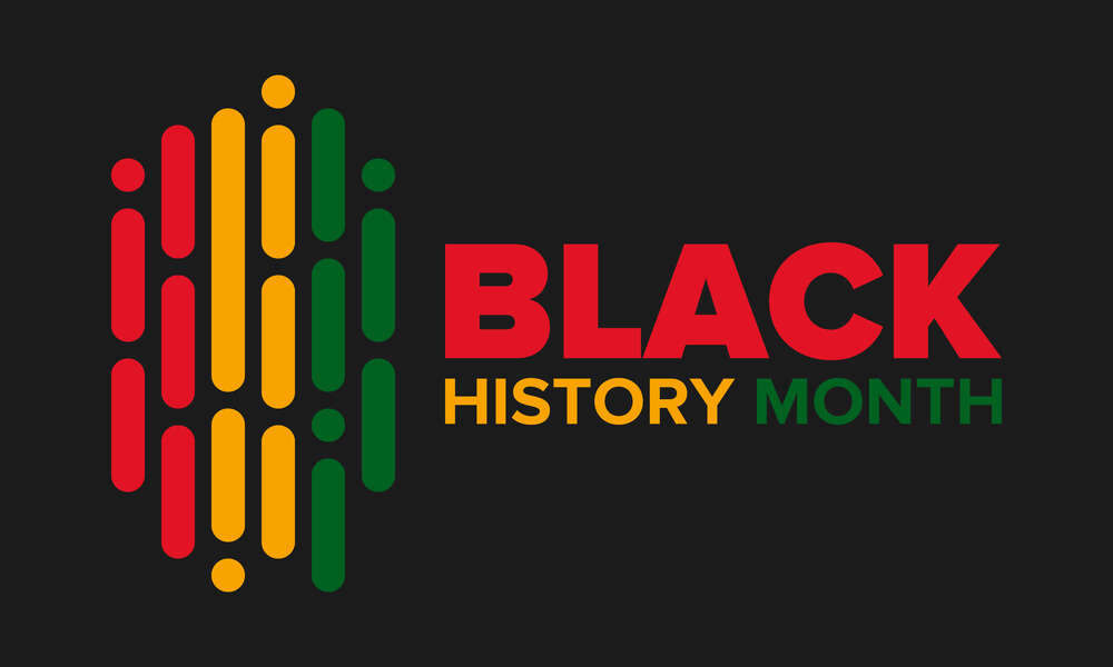 Black History Month with decorative elements in the background.