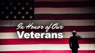 In honor of our Veterans in front of a U.S. Flag with the Silhouette of a soldier.