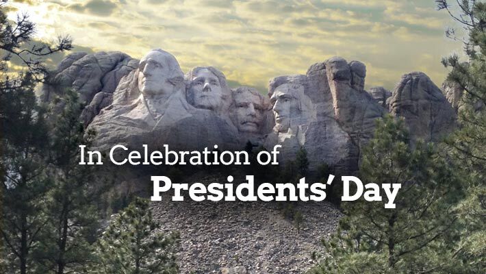 In celebration of Presidents Day. Long view of Mount Rushmore.